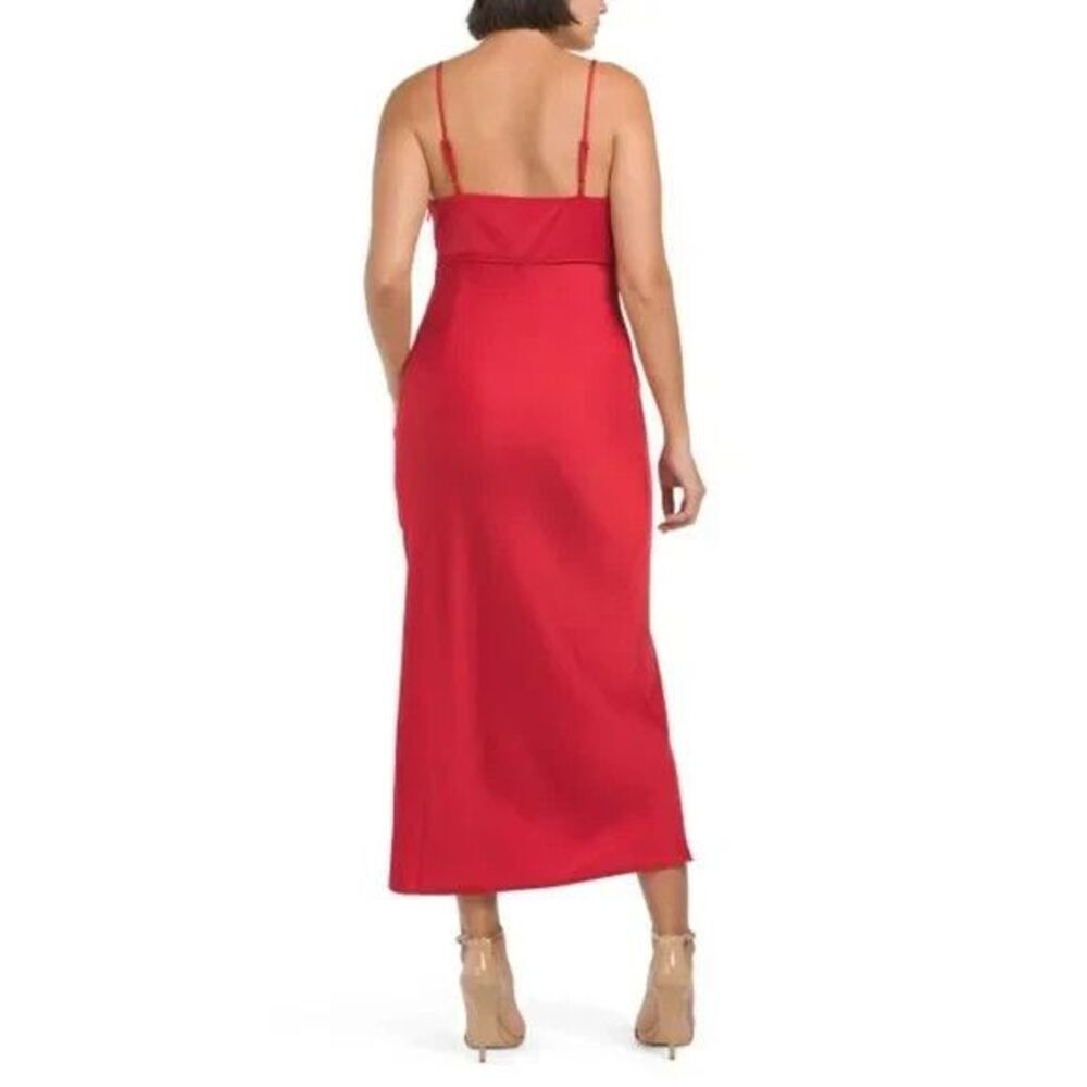 WAYF Red Empire Waist Satin Slip Midi Dress Party Cocktail NWT - Picture 2 of 14